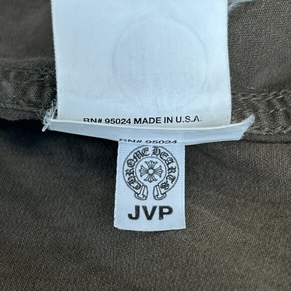 Chrome Hearts Olive & Black Leather Fleur Patch Button Up Shirt - Picture 8 of 8